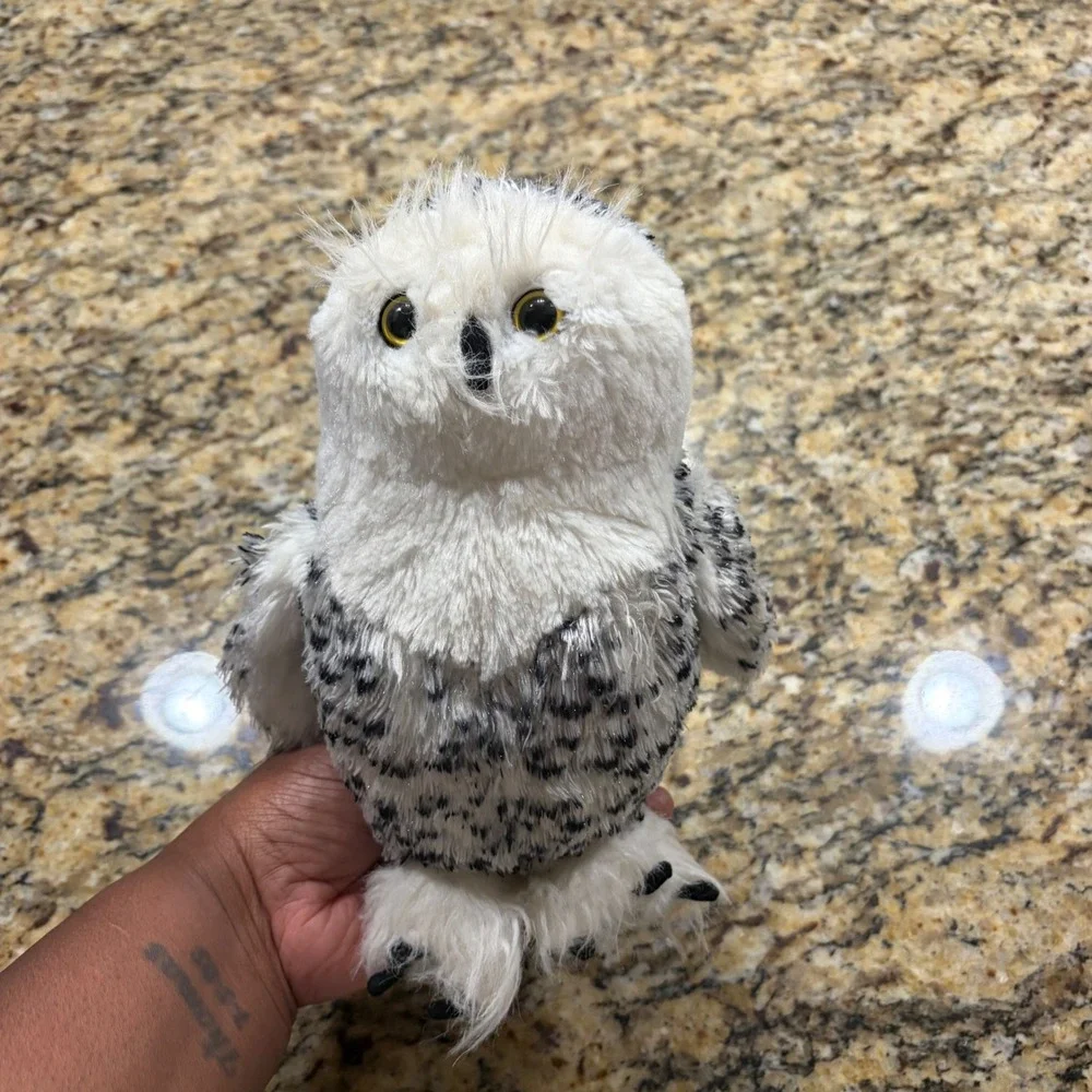 Webkinz Snowy Owl Plush Ganz HM347 White Black Speckled Bird Stuffed Animal 9.5